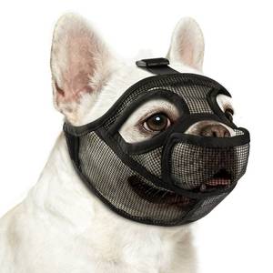 lot 3261 image: French Bulldog Muzzle, Soft Mesh Short Snout Muzzle with Mouth Opening & Enlarged Eye Holes, Allows Panting, Drinking & Feeding, Prevents Biting for Shih Tzu Pug English Bulldog(XL,Black)