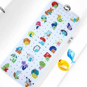 lot 3269 image: Baby Bath Mat for Tub Non Slip Kids Bathtub Mat Extra Long 40X16 Inch Toddler Bath Tub Shower Mat Anti Slip with Suction Cups & Drain Holes, Machine Washable (Alphabet)
