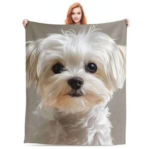 lot 3270 image: Cute Maltese Dog Blanket Gifts for Women Girls Dog Lovers, White Maltese Dog Themed Throw Blankets, Soft Cozy Lightweight Plush Throws for Living Room Sofa Couch Home Decor 60x80in
