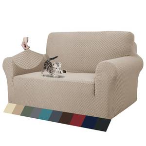 lot 3272 image: ZNSAYOTX 1 Piece Jacquard Couch Covers for 2 Cushion Couch High Stretch Loveseat Slipcover for Pets Dogs Anti Slip Love Seat Sofa Slipcover Furniture Protector (Loveseat, Khaki)