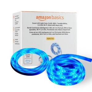 lot 3295 image: Amazon Basics Smart LED Light Strip, 16.4 Feet, RGB  Tunable White, Works with Alexa Only, 2.4 GHz Wi-Fi, No Hub Required