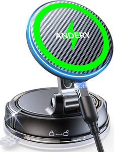 lot 3296 image: ANDERY Only for iPhone Magsafe Car Mount Charger 15W Fast Wireless Charging, 78LBS Strong Suction 2400gf Strong Magnetic 360° Adjustable Car Phone Holder, Phone Holders for Your Car for pats &amp mats
