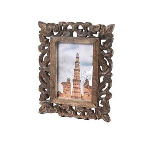 lot 3318 image: indoStrides Hand Carved Mango Wood Rustic 4x6 Picture Frame with Real Glass - Aesthetic Vintage Wood Frame for Tabletop Use - Rustic Home Decor Perfect for Your Memories