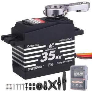 lot 3325 image: HobbyPark Waterproof 35KG High Torque Servo Motor Coreless Metal Gears Digital RC Steering Servo and 25T Servo Horn for 18 110 112 RC Crawler RC Trucks RC Cars Robots DIY 180° HV Fast, Powerful