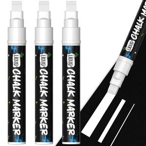lot 3326 image: KERIFI Car Window Markers for Glass Washable, 10mm Jumbo White Liquid Chalk Markers for Holiday Wedding Decorations, Dry & Wet Erasable Bold Chalk Paint Pens for Chalkboard Blackboard Mirror, 3 Count