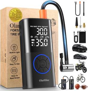 lot 3335 image: OlarHike Tire Inflator Portable Air Compressor, Smart Dual Hose System, Auto Air Pump for Car Tires, Bike,Bicycle, Motorcycles,Electric Pump with LED Light & Digital Pressure Gauge