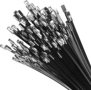 lot 3350 image: XINGO 8 inch Black Metal Zip Ties (100 Pack), 304 Stainless Steel Heavy Duty Zip Ties, 300lbs Tensile Strength, Multi-Purpose Self-locking Cable Ties for Exhaust Wrap, Outdoor and Canopy Etc