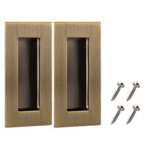 lot 3351 image: Kindoodos Recessed Door Handles Finger Flush Pulls,4 Inch Vintage Bronze Color Pocket Door Pull Hardware,Rectangular Stainless Steel Sliding Closet Door Handles (2 Pack)