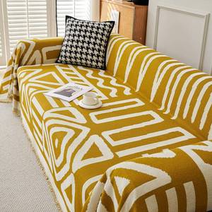 lot 3369 image: VClife Boho Couch Cover Aztec Tribal Sofa Cover for Sectional Sofa Anti Slip Chenille Couch Cover for 3-4 Cushion Couch Sofa Mustard Yellow White Geometric Sofa Slipcover for Couch 91x150