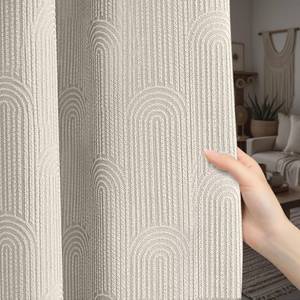 lot 3371 image: XOGUIBO Boho Blackout Curtains 2 Panels Mid Century Modern Cotton Textured Patterned Drapes for Bedroom & Living Room 52W84L