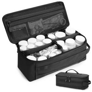 lot 3378 image: QISVVE First Aid Bag Empty Pill Box Organizer,Tactical Medical Bag Case,Portable EDC Travel Medicine Pill Bottle Organizer (Black)