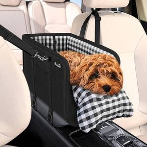 lot 3379 image: SlowTon Console Dog Car Seat - Portable Dogs Armrest Booster Seat for Small Dog, Anti-Collapse Pet Car Seat with Soft Cushion Safety Belt, Support Pet Up to 11lbs (Black) M