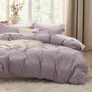 lot 3391 image: Bedsure Dusty Purple Duvet Cover King Size - 3 Pieces Prewashed Cotton-Like Extra Soft Bedding Set, Includes 1 Duvet Cover 104x90 Inches with Zipper Closure & 2 Pillow Shams, Comforter Not Included