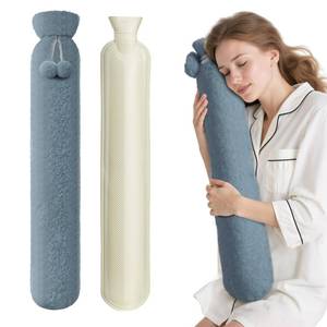 lot 3394 image: Hot Water Bottle with Cover, 2L Rubber Hot Water Bag with Soft Cover (2 Liter), for Cramps, Compress Pain Relief, Removable Hot Cold Pack (Noble Gray)