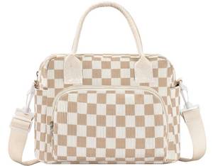 lot 3405 image: OYLOLA Lunch Bag Women Lunch Box for Women Adult Cute Insulated Lunch Bag Lager Cooler Lunch Tote Bags for Work Picnic (Beige-Brown Plaid)