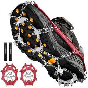 lot 3407 image: Crampons Ice Cleats Traction Snow Grips for Boots Shoes Women Men Anti Slip 19 Stainless Steel Spikes Safe Protect for Hiking Fishing Walking Climbing Mountaineering