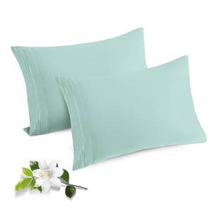lot 3415 image: Horbaunal 2 Pack Microfiber Pillowcases Standard Size Mint Green Bed Pillow Cases with Envelope Closure, 1800 Thread Count Soft & Shrinkage Resistant Pillow Covers, 20 x 26 Inches
