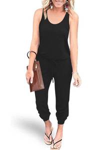 lot 3420 image: PRETTYGARDEN Womens Jumpsuit Casual Summer Romper 2026 Sleeveless Tank Lounge Cruise Airport Outfits Vacation Spring Clothes (Black,Small)