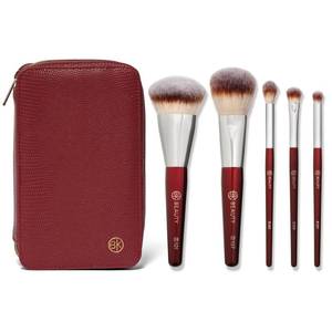 lot 3423 image: BK BEAUTY Travel Brush Set with Pouch 5-Piece Vegan, Cruelty-Free Brushes for Face & Eyes  Lightweight, Durable Makeup Brushes in Vegan Leather Pouch Perfect Travel-Size Makeup Brush Set