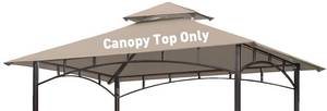 lot 3438 image: OLILAWN Grill Gazebo Replacement Canopy Roof, 5 x 8 Outdoor BBQ Gazebo Canopy Top Cover, Double Tired Grill Shelter Cover with Durable Polyester Fabric, Only Fit for Model L-GG001PST-F, Khaki