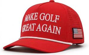 lot 3441 image: wolph American Golf Hat Funny Golf Snapback Cap Rope Golf Hat Adjustable &amp Breathable Funny Golf Gift for Men and Women. Red