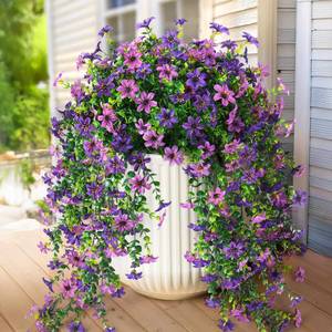 lot 3447 image: Artificial Fake Hanging Flowers Plants for Outdoor Spring Summer Decoration,2 PCS Faux Silk Daisy with Eucalyptus Leaves,UV Resistant Look Real for Outside Home Planter Porch Patio Balcony Yard Decor