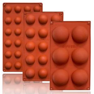 lot 3456 image: Lerykin Semi Circular Silicone Molds, Non-Stick Silicone Chocolate Molds,3 Packs Baking Molds for Making Chocolate, Cake, Jelly, Desert, Biscuit, Dome Mousse (6 Cups, 15 Cups and 24 Cups)