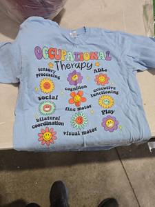 lot 3488 image: CQF Occupational Therapy Shirt for Women Occupational Therapist T-Shirt OT Month Assistant Tee Tops Blue S