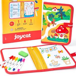 lot 3500 image: 10-Inch Dual-Sided Dry Erase Travel Board for Kids with Zippered Storage - Portable Whiteboard Set with 6 Markers, Eraser.Coloring & Drawing Busy Book, Lightweight Foldable Activity Gifts for Kids