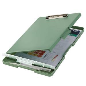 lot 3502 image: Clipboard with Storage, 8.5 x 11 Clip Board with Pen Holder and Organization Box, Side-Opening Clip for Nurses,Teachers, Green
