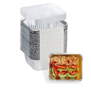 lot 3518 image: FUIIKEEM 1 Lb Small Aluminum Pans with Lids(40 Pack - 5x4) Tin Foil Pans Disposable Cookware- Cardboard Lids, for Cooking Baking Party Meal,Takeout Trays - To Go Disposable Food Container