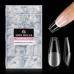 lot 3523 image: UNA GELLA Coffin Nails Tips, 216 PCS Soft Gel Nail Tips Coffin Half Matte Full Cover False Nails Pre-shaped Clear Acrylic Press on Nails Medium for Nail Extensions Home DIY Salon, 12 Sizes