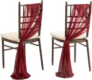 lot 3144 image: Lings Moment Wedding Chiffon Chair Sashes Cover Aisle Decorations Draping Fabric Wrinkle-Free with Tie 16 Pcs Burgundy for Party Ceremony Reception Floral Arrangement Banquet Outdoor Decor