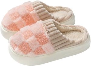 lot 3457 image: Nidalee Checkered Slippers House Slippers Unisex House Shoes Memory Foam For Women And Men Plush Bedroom Indoor Outdoor Shoes,9-10