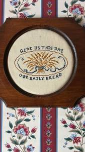 lot 40007 image: Give Us This Day Our Daily Bread Cross Stitch Wall Art