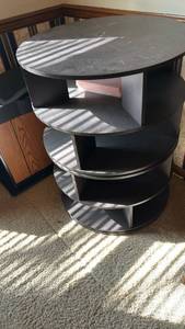 lot 40027 image: Modern Swivel End Table with Multi-Tier Storage Shelves