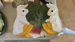 lot 40076 image: Fitz and Floyd Omnibus Rabbit Serving Dish