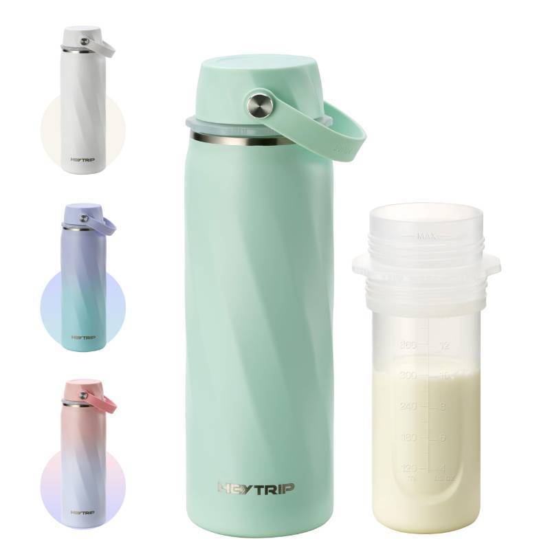 lot 36229 image: Breastmilk Cooler Bottle, 20oz Portable Breast Milk Chiller Storage, Stainless Steel Reusable Breastfeeding Essentials for Baby, 36 Hours Cooling For Travel & Outdoor, TSA Approved, Green - Retail $34