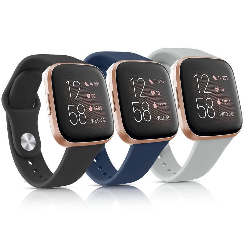 lot 36310 image: 3 Pack Silicone Bands Compatible with Fitbit Versa 2 Bands for Women & Men, Soft Breathable Sport Replacement Wristbands - Retail $8