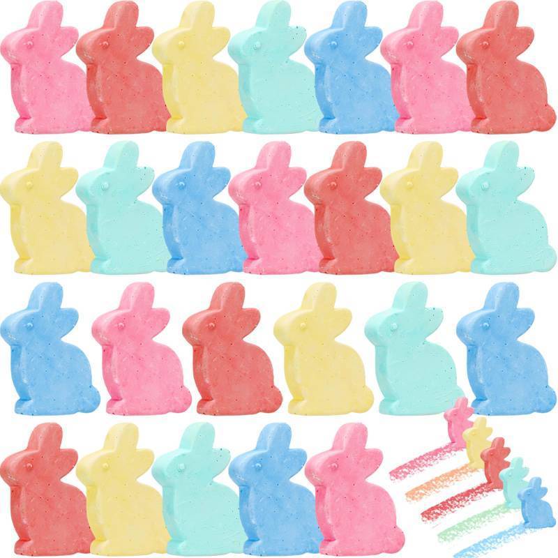 lot 36318 image: 25 Pcs Easter Sidewalk Chalks Bulk Jumbo Easter Bunny Chalks for Easter Basket Stuffers Gifts Easter Rabbit Shape Side Walk Chalk Colorful Art Chalk for Easter Party Favors Candy Basket Gifts - Retail $14