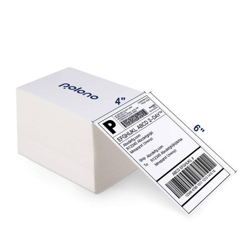 lot 36355 image: Genuine 4 x 6 Direct Thermal Shipping Label, Thermal Label (Pack of 500), Perforated Fanfold Labels Compatible with POLONO PL80E, PL70E, PL60 Label Printer, BPA & BPS Free, Commercial Grade - Retail $10