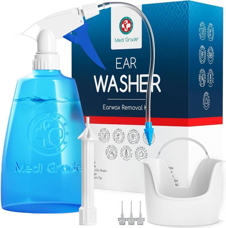 lot 36396 image: Ear Cleaning Kit Including Ear Cleaner Bottle, Basin with Quad-Stream tip - Earwax Removal Kit for Enhanced Hearing Clarity - Ear Wax Removal Tool for Ear Hygiene - Retail $20
