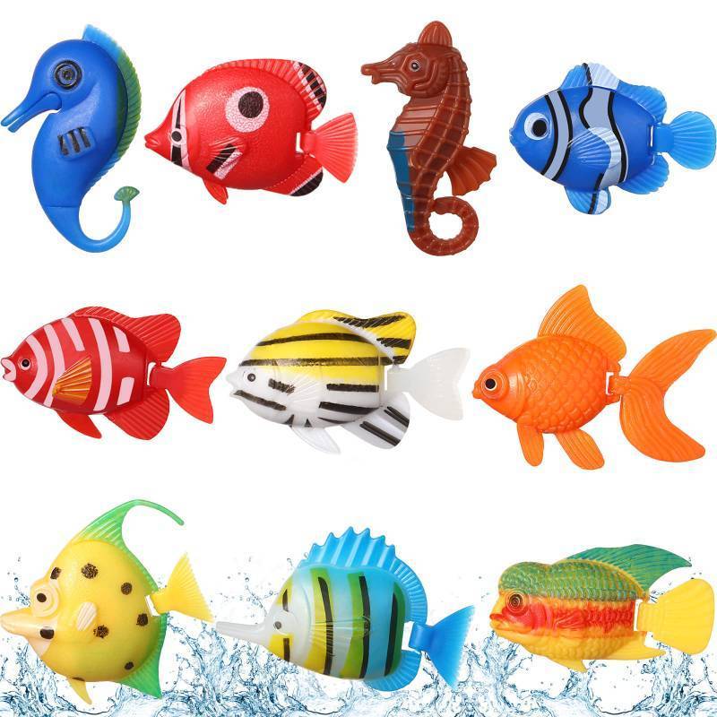 lot 36452 image: 9 Pcs Artificial Fishes Floating Decorations for Aquarium Tank Colourful Plastic Tropical Fish Seahorse for Bubble Lamp Aquarium - Retail $10