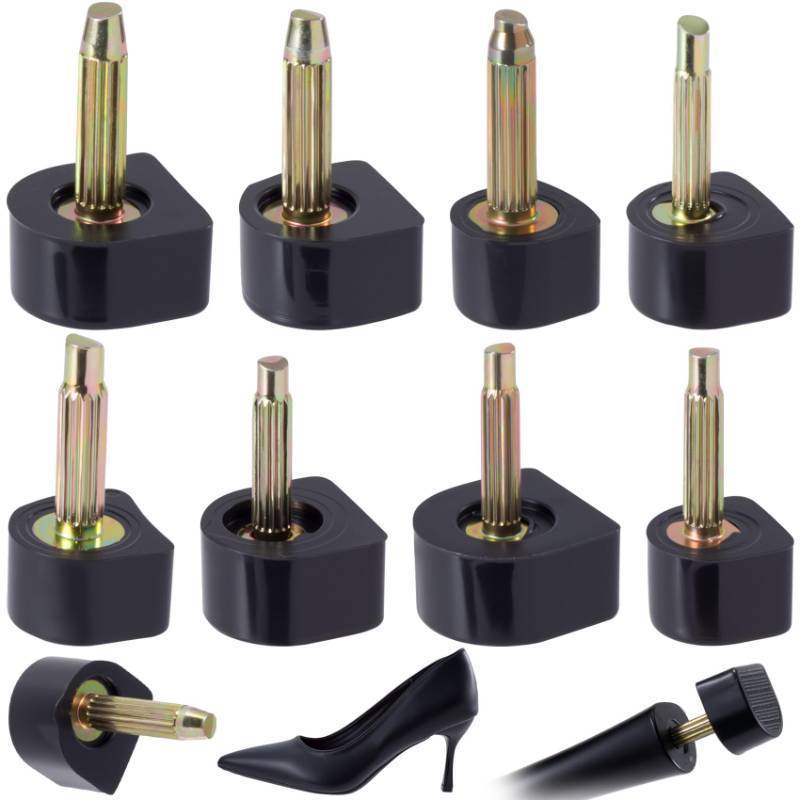 lot 36466 image: 8 Pairs High Heel Replacement Tips, U-Style Shoes Heel Taps Repair, 11 mm & 12 mm Metal Core, 4 Sizes, 891011 mm, Non-Slip Women Shoes Repair Kit (Black) - Retail $6