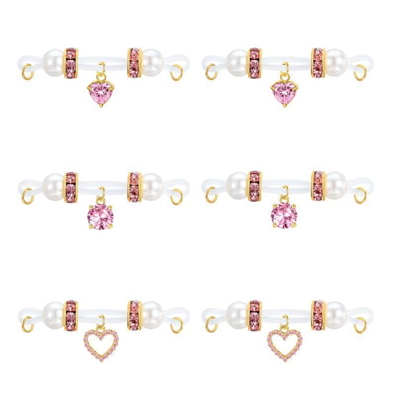 lot 36473 image: Fake Nipple Rings Non Piercing Nipple Jewelry Bells Dangle Heart Adjustable Nooses Faux Nipple Piercing Cute Body Jewelry - Retail $9