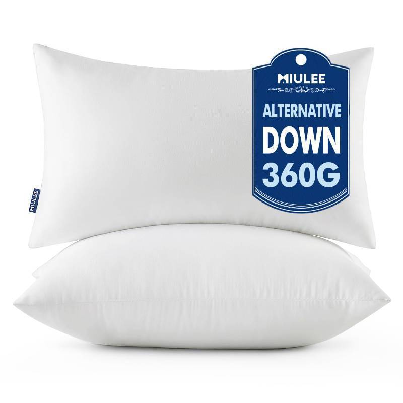 lot 16508 image: Throw Pillows Inserts, Pack of 2 12x20 Inch 100% Virgin Fiber Filling Bed Couch Pillows - Retail $20