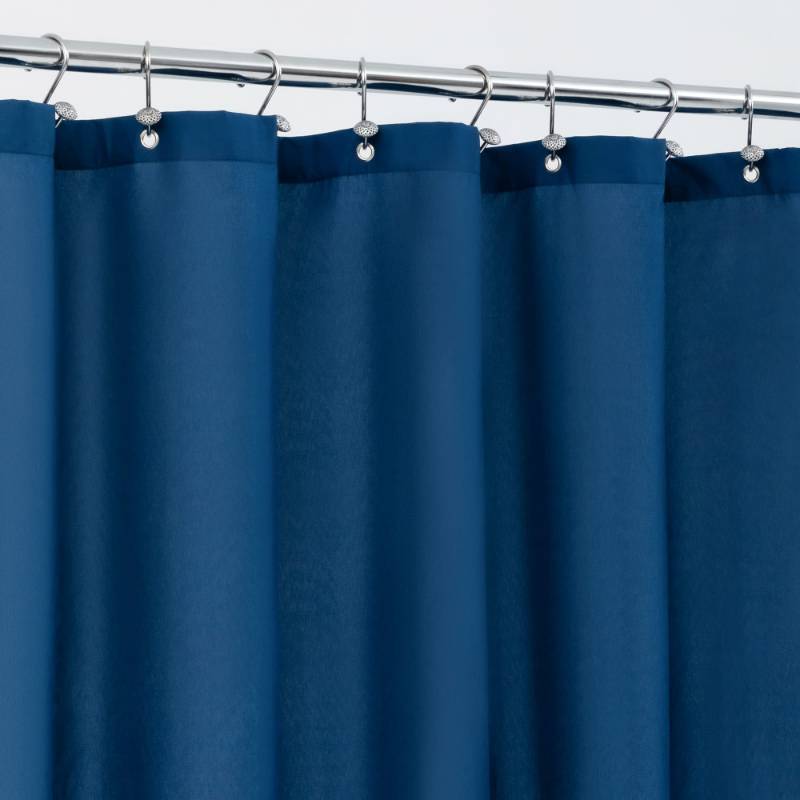 lot 25058 image: Waterproof Fabric Shower Curtain Liner - Soft & Light-Weight Cloth Shower Liner, 3 Bottom Magnets, Hotel Quality & Machine Washable - Standard Size 72x72, Navy Blue - Retail $12