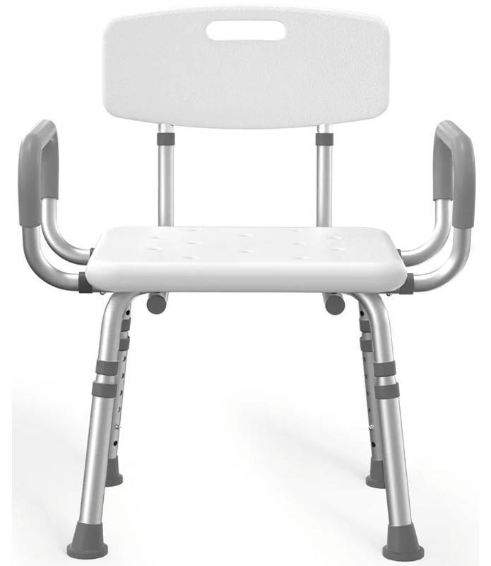 lot 36201 image: Shower Chair for Inside Shower with Arms and Back, Heavy Duty Shower Seat for Bathtub, Height Adjustable Safety Bath Seat for Elderly, Adults, Handicap and Disabled - Retail $50