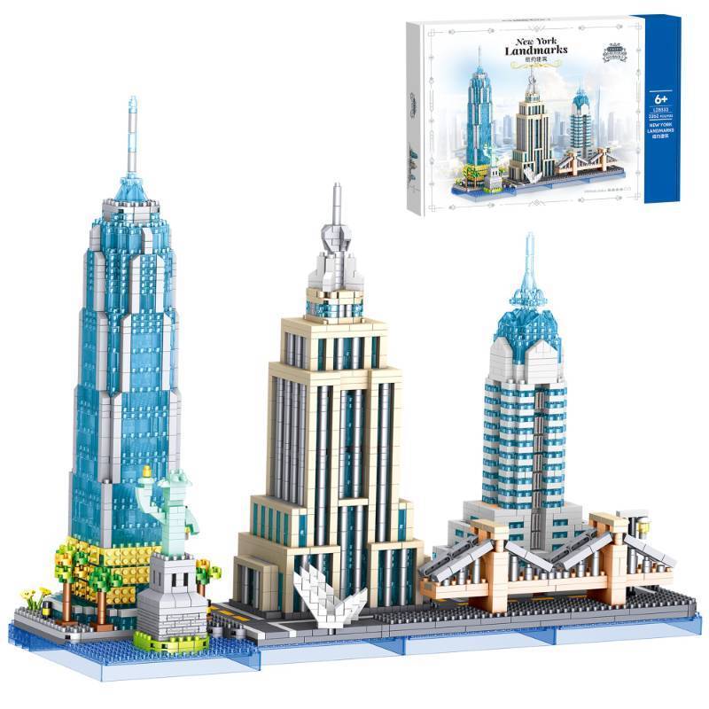 lot 36211 image: New York Skyline Micro Mini Building Blocks Set - 3262PCS Famous New York Landmarks Model Toys Building Bricks Kit for Adults, Ideal Architecture Building Blocks Home&Office D�cor Gift(New York) - Retail $30