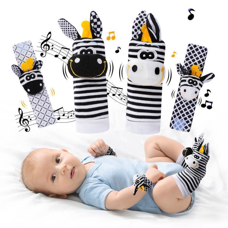 lot 56320 image: Baby Toys 0-6 Months, High Contrast Baby Toys for Newborn, Black and White Toys, Infant Rattle Socks and Wrist Toy, Newborn Toys 0 3 Months Brain Development,0-6 Months Babies Boy Girl Gift - Retail $10